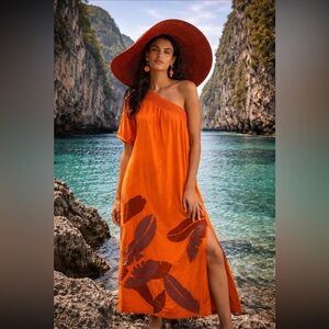 Anthropologie NWT Maeve One-Shoulder Embroidered Maxi Dress size XS.